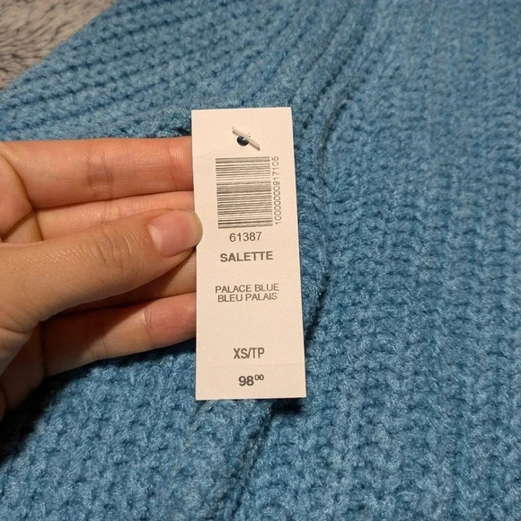 NEW Aritzia Blue Chunky Sweater Salette  Chenille XS - Picture 2 of 6